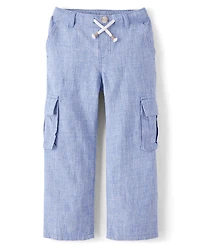 Boys Linen Blend Cargo Pants