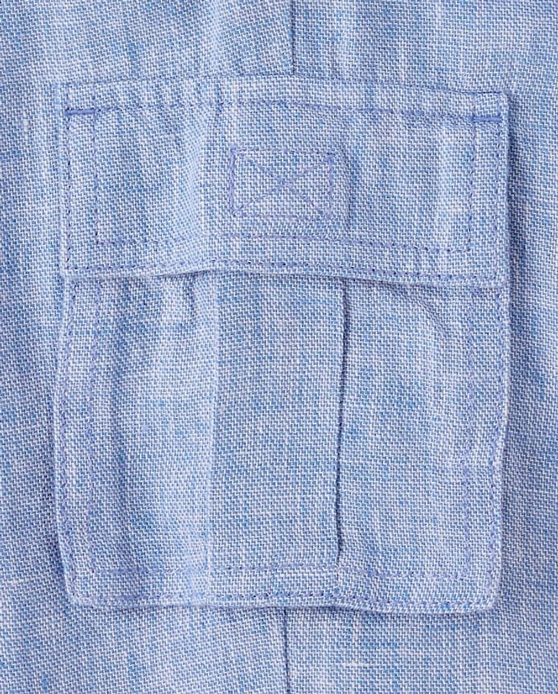 Boys Linen Blend Cargo Pants