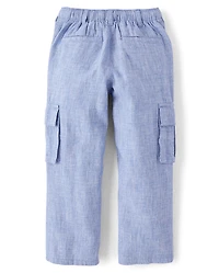 Boys Linen Blend Cargo Pants