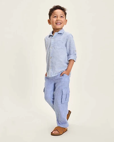 Pantalon cargo garçon en lin mélang