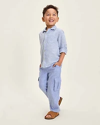 Pantalon cargo garçon en lin mélang