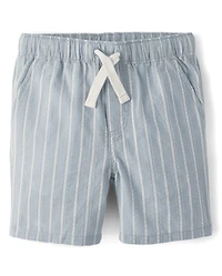 Boys Striped Linen Blend Pull On Shorts