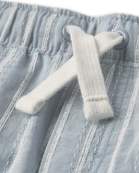 Boys Striped Linen Blend Pull On Shorts