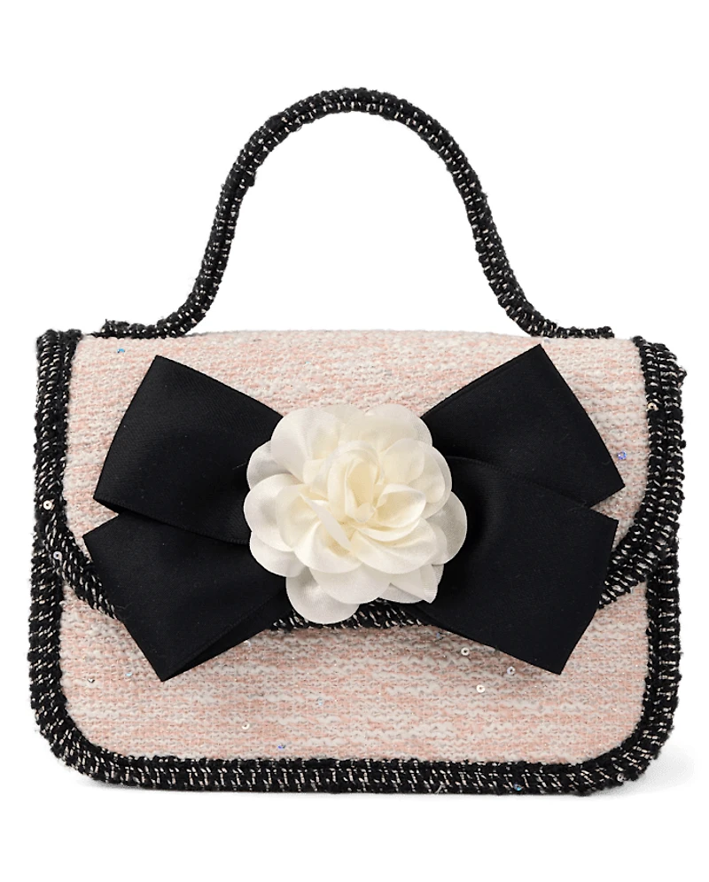 Girls Bow Tweed Bag - Petit Paris