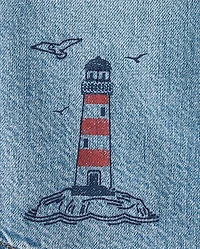 Chemise en jean boutonnée pour garçon avec phare brodé - Driftwood Bay