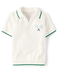 Kids Embroidered Tennis Terry Polo - Club House