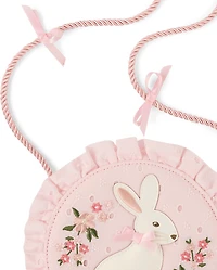 Girls Embroidered Bunny Ruffle Round Bag - Enchanted Garden