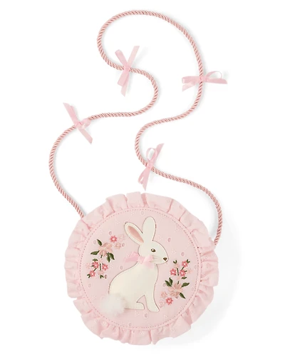 Girls Embroidered Bunny Ruffle Round Bag - Enchanted Garden