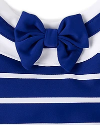 Girls Striped Bow Sailor One Piece Swimsuit - Swim Shop