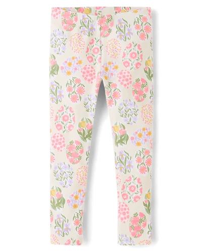 Leggings fleuris pour filles, motif œufs de Pâques - Jardin enchanté