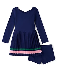 Girls Quick Dry Cross Back Pleated Active Dress - Club House