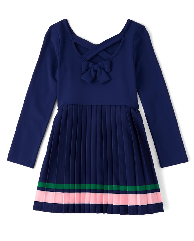 Girls Quick Dry Cross Back Pleated Active Dress - Club House