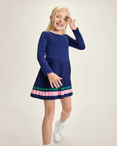 Girls Quick Dry Cross Back Pleated Active Dress - Club House