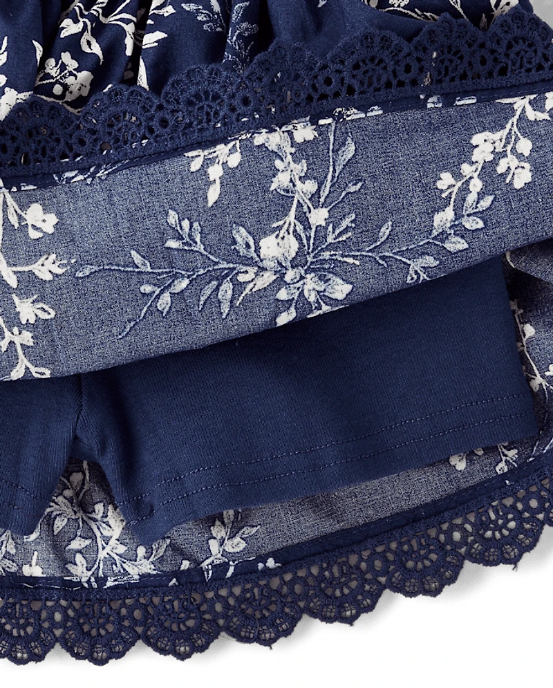 Girls Floral Tiered Skort - Driftwood Bay
