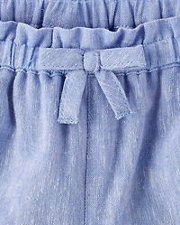 Short en Lin mélangé brodé à œillets pour fille