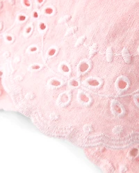 Pantalon large en Lin mélangé brodé à œillets pour fille