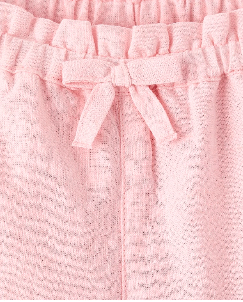 Pantalon large en Lin mélangé brodé à œillets pour fille