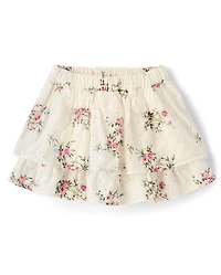 Girls Floral Eyelet Tiered Skort - Enchanted Garden