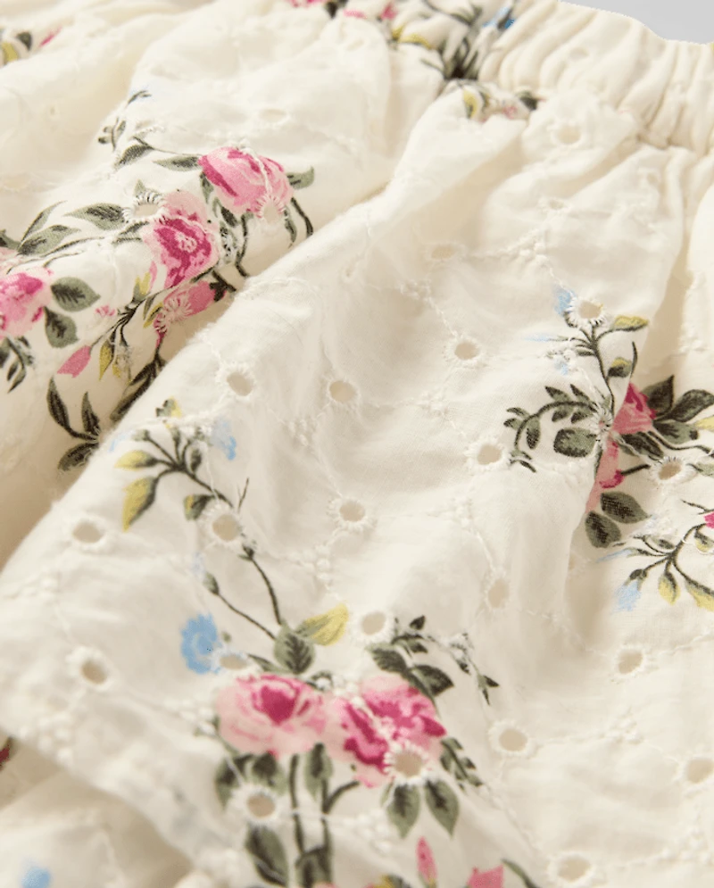 Girls Floral Eyelet Tiered Skort - Enchanted Garden
