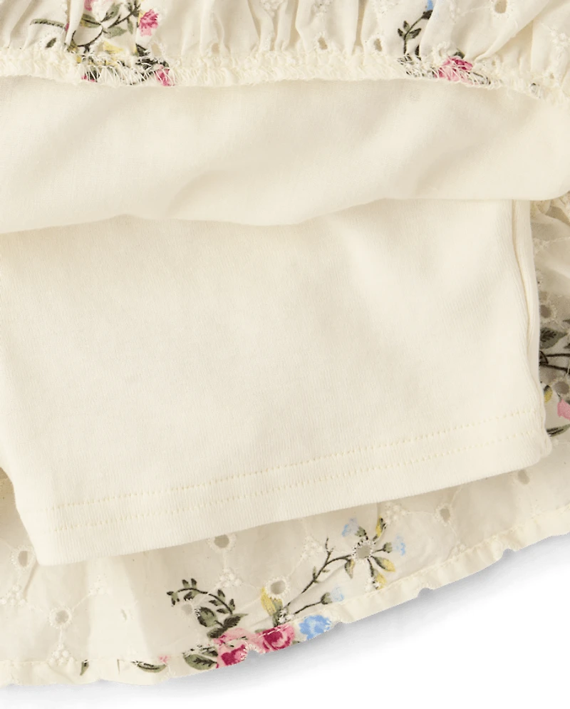 Girls Floral Eyelet Tiered Skort - Enchanted Garden