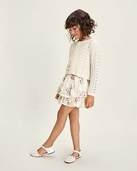 Girls Floral Eyelet Tiered Skort - Enchanted Garden