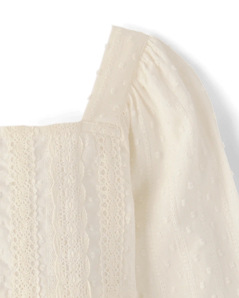 Chemise à pois brodée œillets pour fille - Driftwood Bay