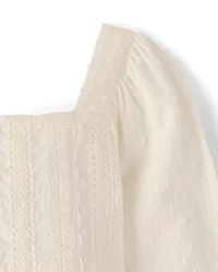 Chemise à pois brodée œillets pour fille - Driftwood Bay