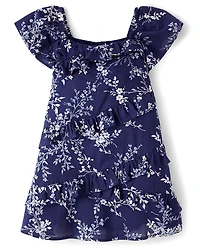 Girls Floral Ruffle Dress - Driftwood Bay