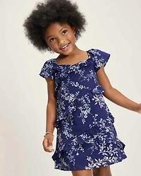Girls Floral Ruffle Dress - Driftwood Bay