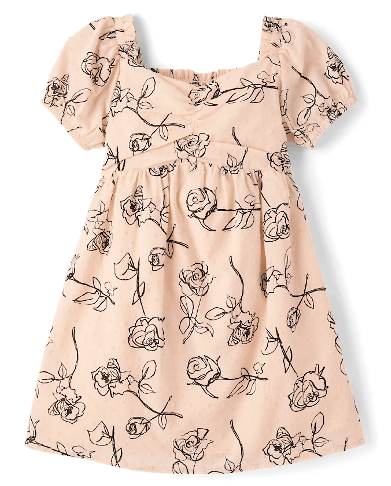 Robe à pois rose avec nœud au dos pour fille - Petit Paris