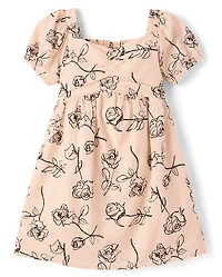 Robe à pois rose avec nœud au dos pour fille - Petit Paris