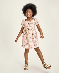 Girls Rose Clip Dot Bow Back Dress - Petit Paris