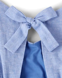 Robe à nœud papillon en Lin mélangé pour filles
