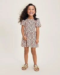 Girls Bow Leopard Ponte Bubble Dress - Petit Paris
