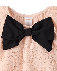 Girls Oversized Bow Lace Top - Petit Paris