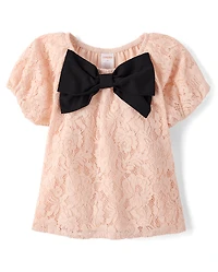 Girls Oversized Bow Lace Top - Petit Paris