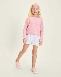 Pull en maille ajourée festonnée Lin mélangé pour fille