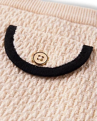 Girls Contrast Faux Tweed Sweater Skirt - Petit Paris