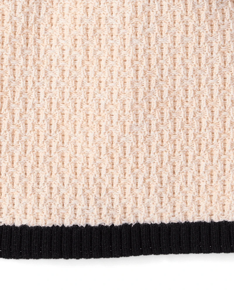 Jupe pull en faux tweed contrastée pour fille - Petit Paris