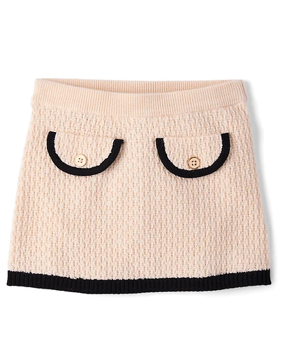 Jupe pull en faux tweed contrastée pour fille - Petit Paris