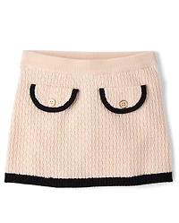 Jupe pull en faux tweed contrastée pour fille - Petit Paris