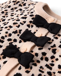 Girls Leopard Bow Cardigan - Petit Paris