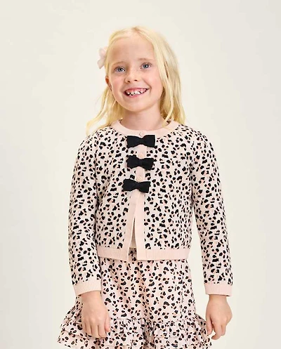 Girls Leopard Bow Cardigan - Petit Paris