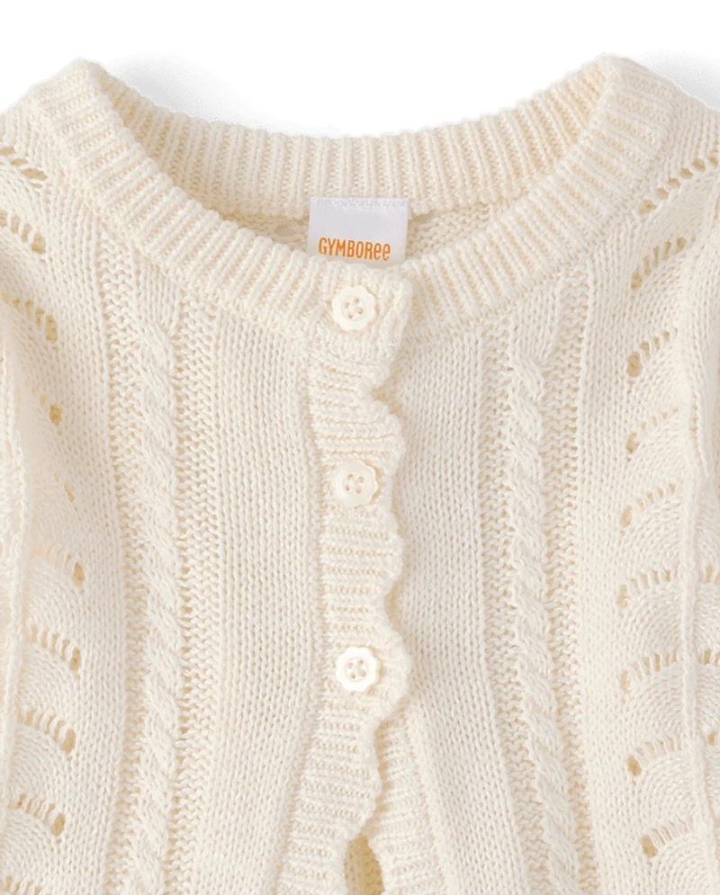 Gilet en maille ajourée festonnée pour fille - Little Essentials