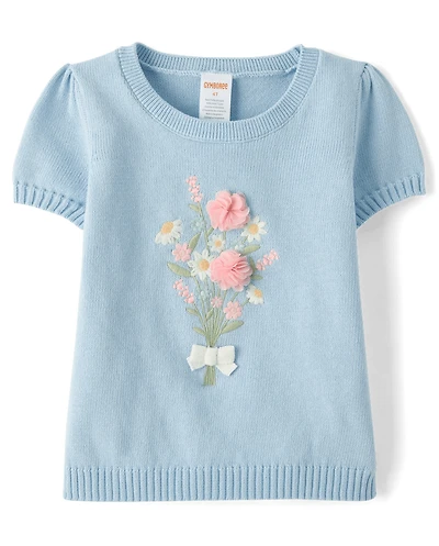 Pull brodé pour fille - Jardin enchanté