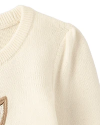 Pull lapin au crochet appliqué pour fille - Jardin enchanté