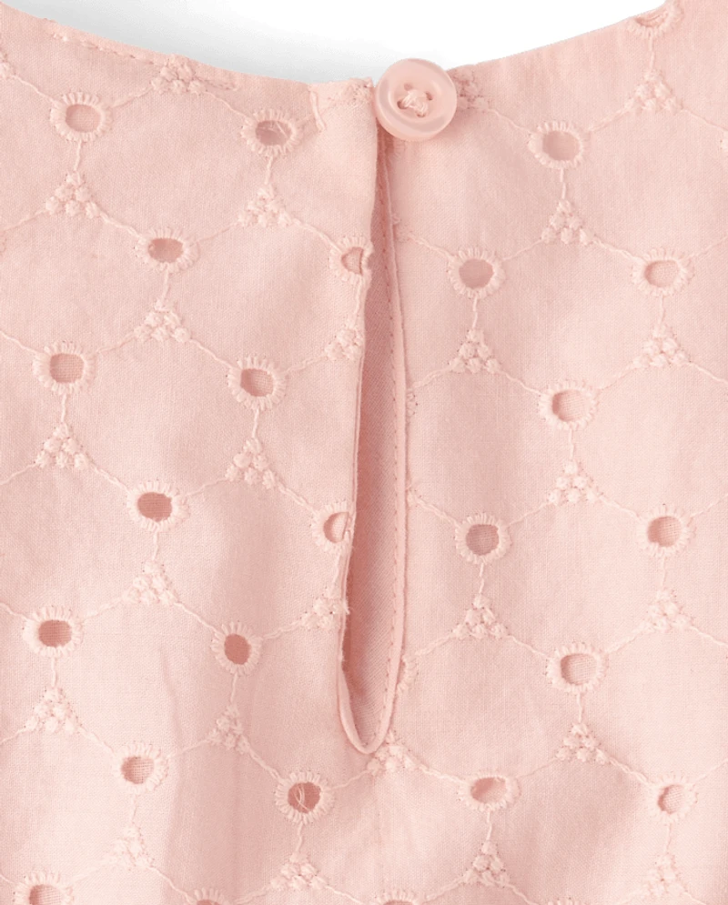 Girls Flutter Eyelet Tiered Dress - Enchanted Garden