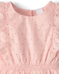 Girls Flutter Eyelet Tiered Dress - Enchanted Garden