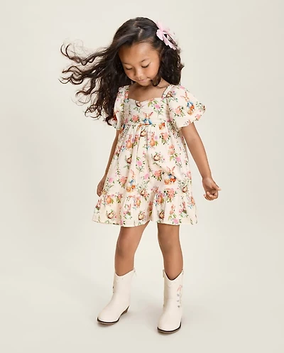 Girls Bunny Ruffle Dress - Enchanted Garden
