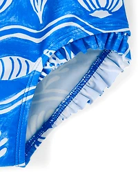 Maillot de bain une pièce anti-UV pour filles, motif créatures marines et jacquard - Boutique maillots